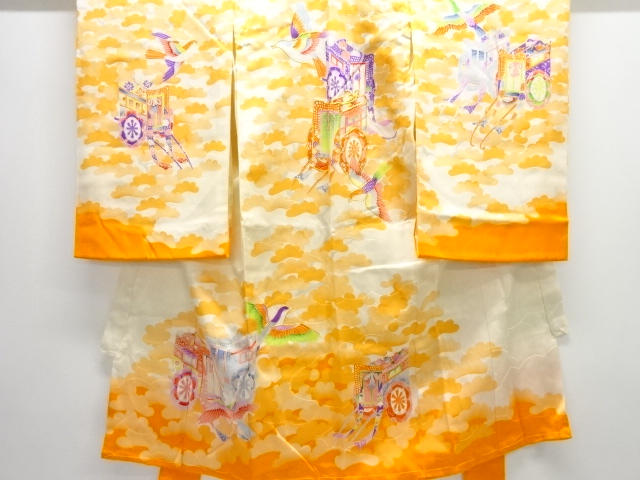 JAPANESE KIMONO / ANTIQUE KIMONO / SILK / EMBROIDERY / CARRIAGE & BIRD